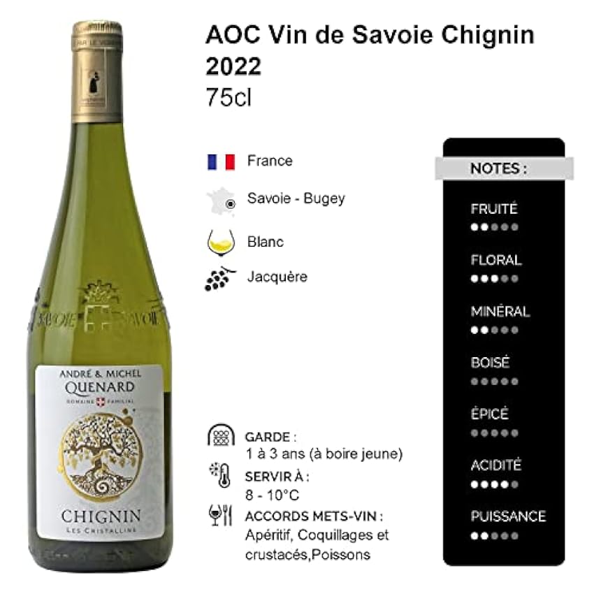 Vin de Savoie Chignin - Blanc 2022 - André et Michel Quenard - Vin Blanc de Savoie - Bugey (6x75cl) nU9YzRF7