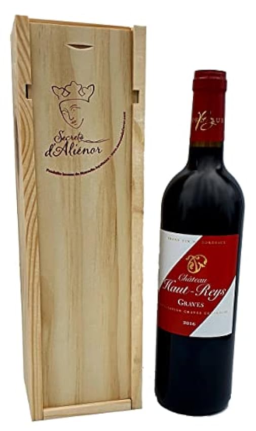 Coffret bois cadeau - vin rouge Bordeaux AOC Graves rouge - millésime 2016 b - bouteille 75 cl - bel emballage prêt à offrir LXeyMoU4