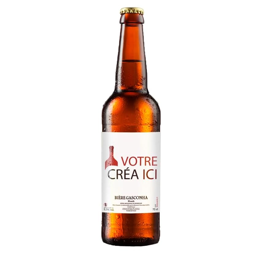 Lot bieres Gasconha + Caisse bois - Etiquette bouteille personnalisable avec Texte, Prénom, Logo… [ Biere cadeau original ] (Blonde, 6x75 CL) m7n23dbl